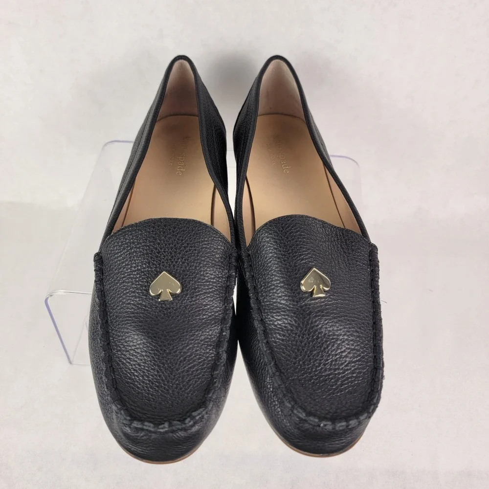 Kate Spade Carly Black Leather Loafers Flats Womens 9.5 Driving Shoe Elegant